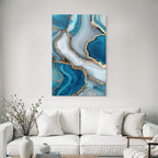 Fluidkunst Blau Grau Mit Goldakzenten