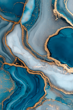 Fluidkunst Blau Grau Mit Goldakzenten | Abstrakt | Stilrichtungen