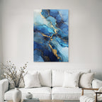 Kunst Tiefblau Türkis Goldene Veinen