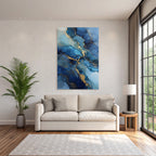 Kunst Tiefblau Türkis Goldene Veinen