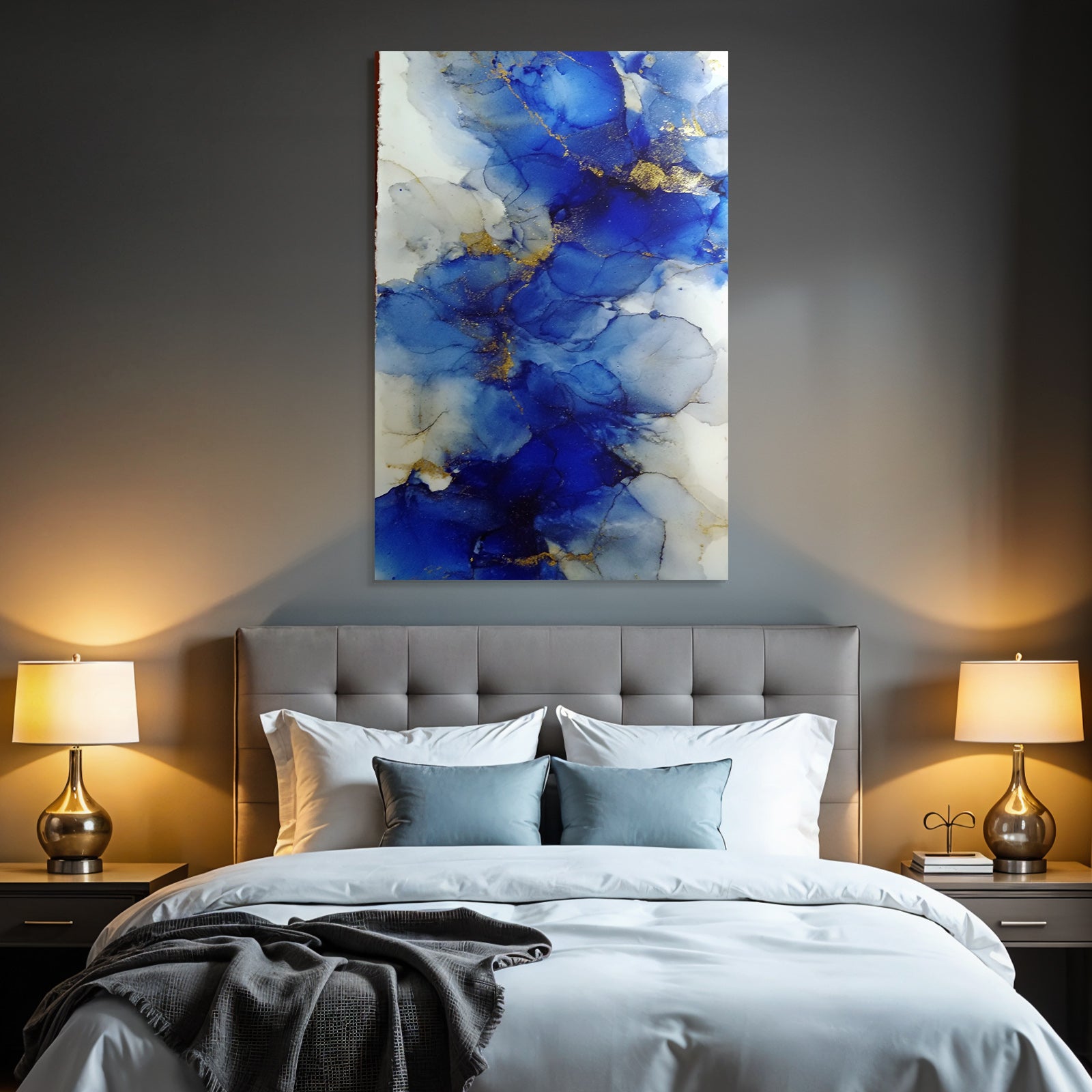 Kunst Vibrantes Blau Unter Einfluss Von Weiss Und Gold