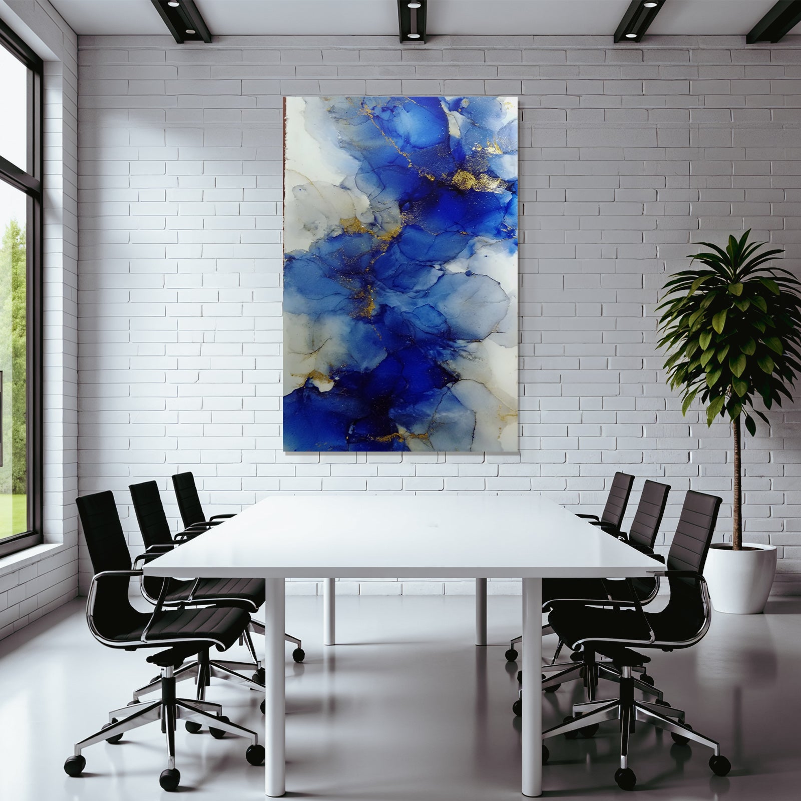 Kunst Vibrantes Blau Unter Einfluss Von Weiss Und Gold