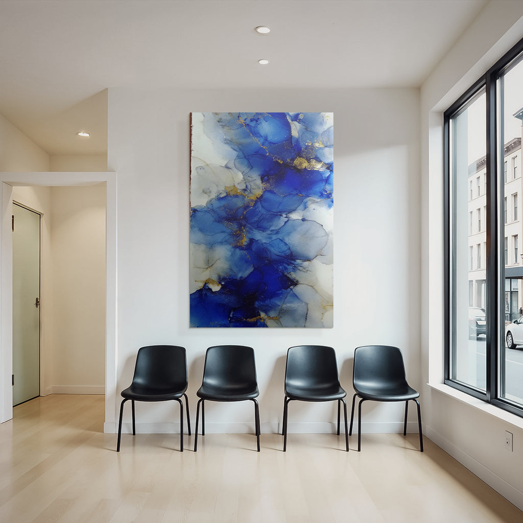 Kunst Vibrantes Blau Unter Einfluss Von Weiss Und Gold
