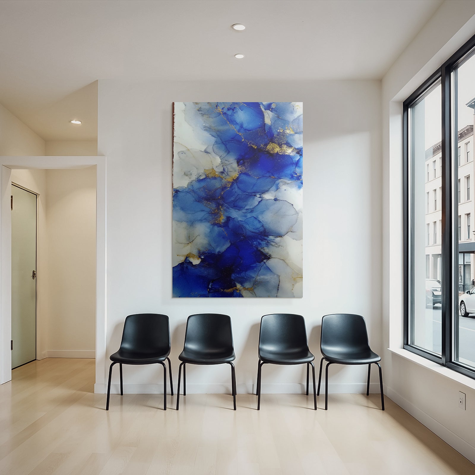 Kunst Vibrantes Blau Unter Einfluss Von Weiss Und Gold