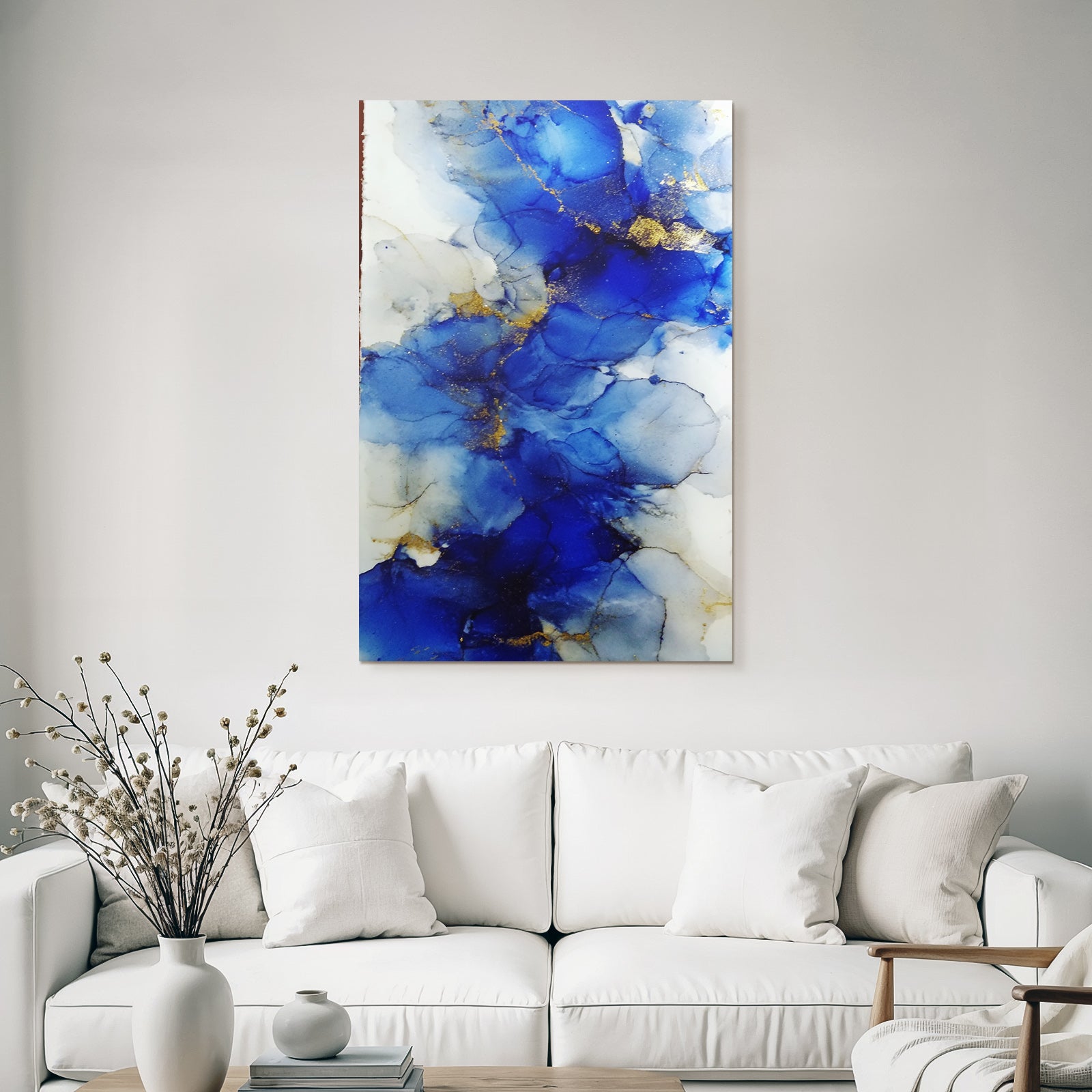 Kunst Vibrantes Blau Unter Einfluss Von Weiss Und Gold