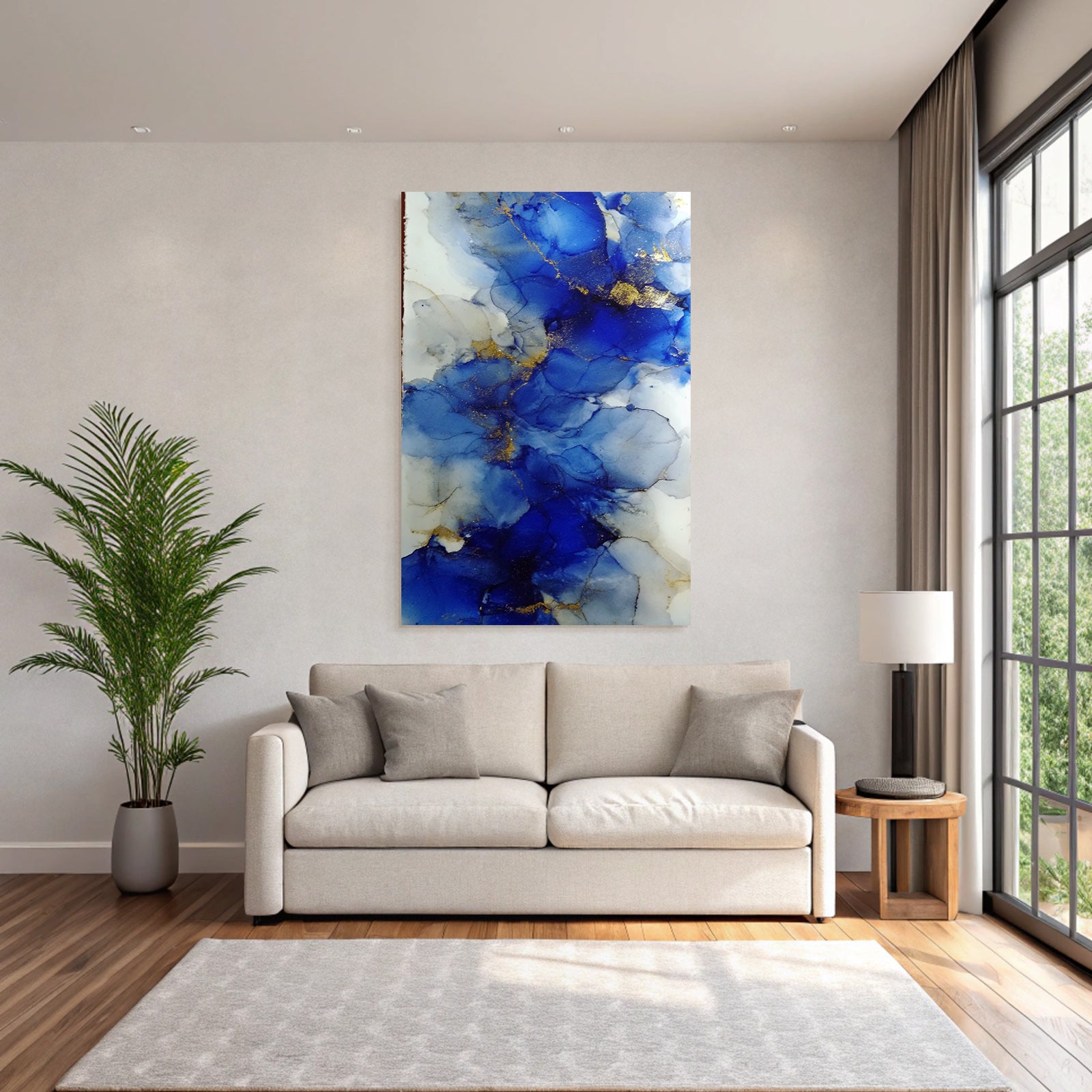 Kunst Vibrantes Blau Unter Einfluss Von Weiss Und Gold