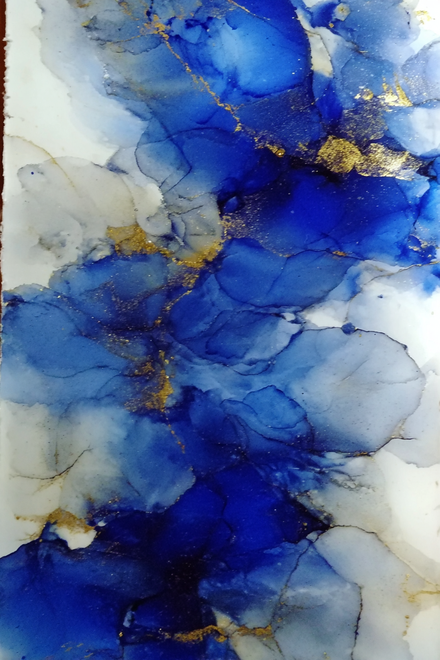 Kunst Vibrantes Blau Unter Einfluss Von Weiss Und Gold | Abstrakt | Stilrichtungen