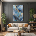 Kunstwerk Mit Blautonen Und Goldakzenten