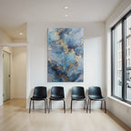 Kunstwerk Mit Blautonen Und Goldakzenten