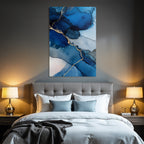 Wasserfarbenkunst Mit Goldlinien Und Beruhigenden Blautonen