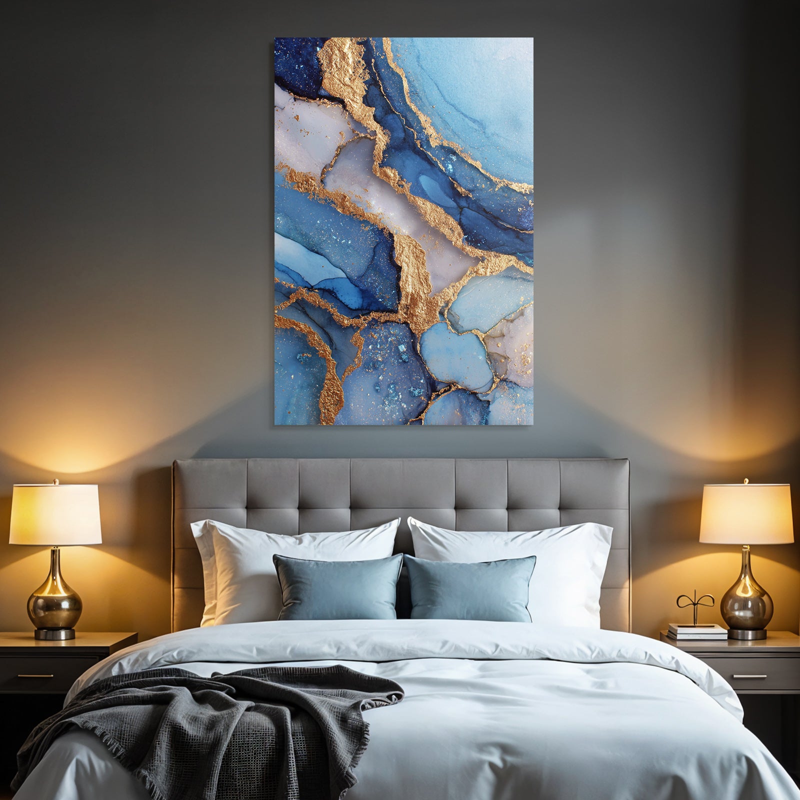 Wirbelmuster In Blau Gold Und Weiss