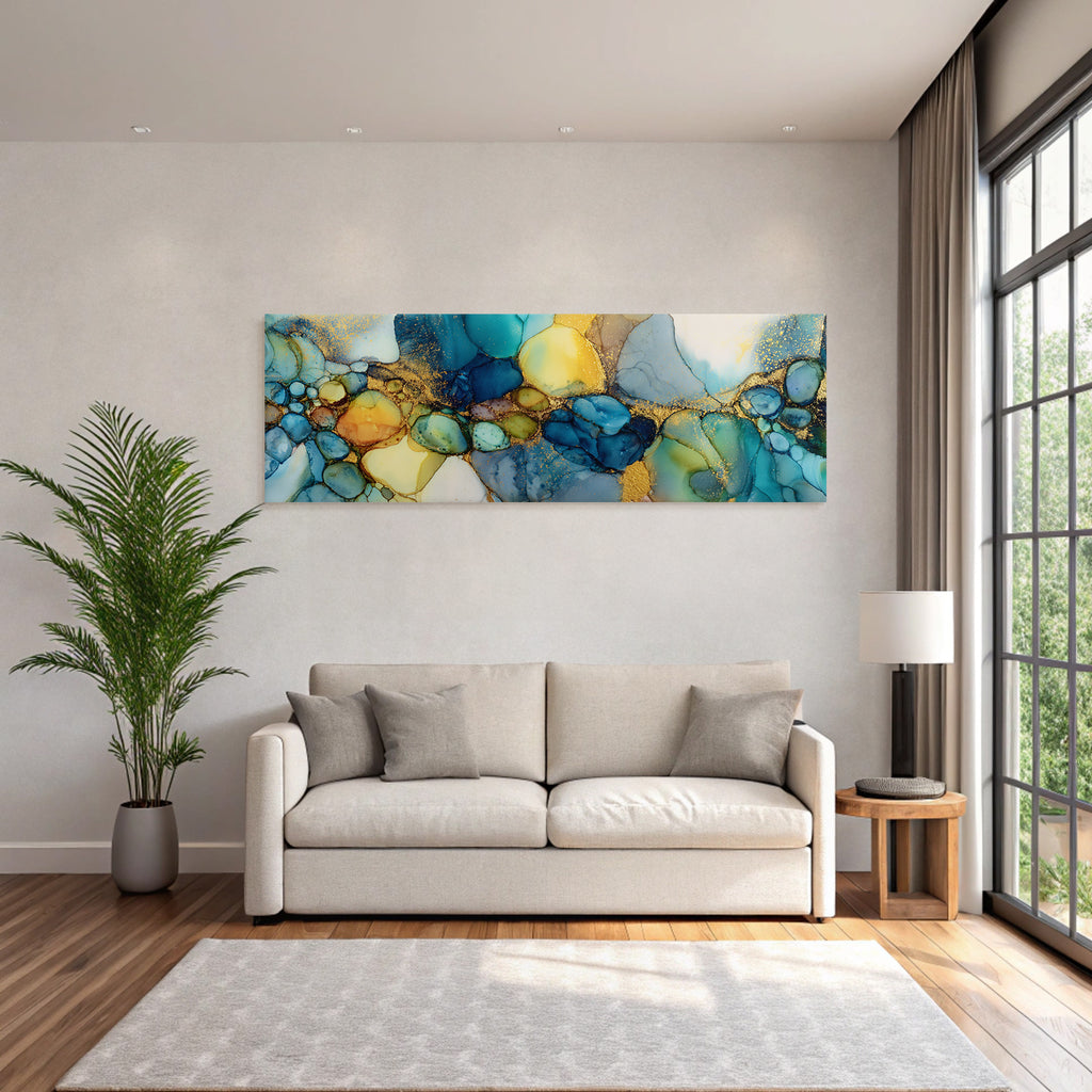 Farbenspiel Alcoholink Kunst Fluid Formen Mit Goldakzenten