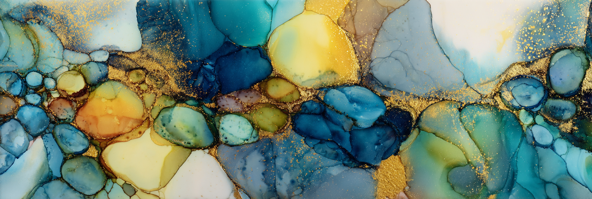 Farbenspiel Alcoholink Kunst Fluid Formen Mit Goldakzenten | Abstrakt | Stilrichtungen