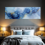 Alkoholtinte Kunst Mit Blautonen Und Goldakzenten