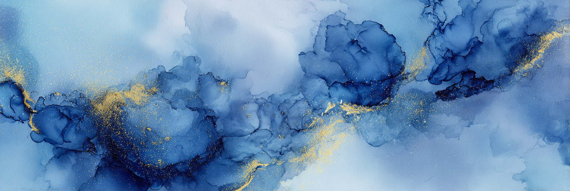 Alkoholtinte Kunst Mit Blautonen Und Goldakzenten | Abstrakt | Stilrichtungen