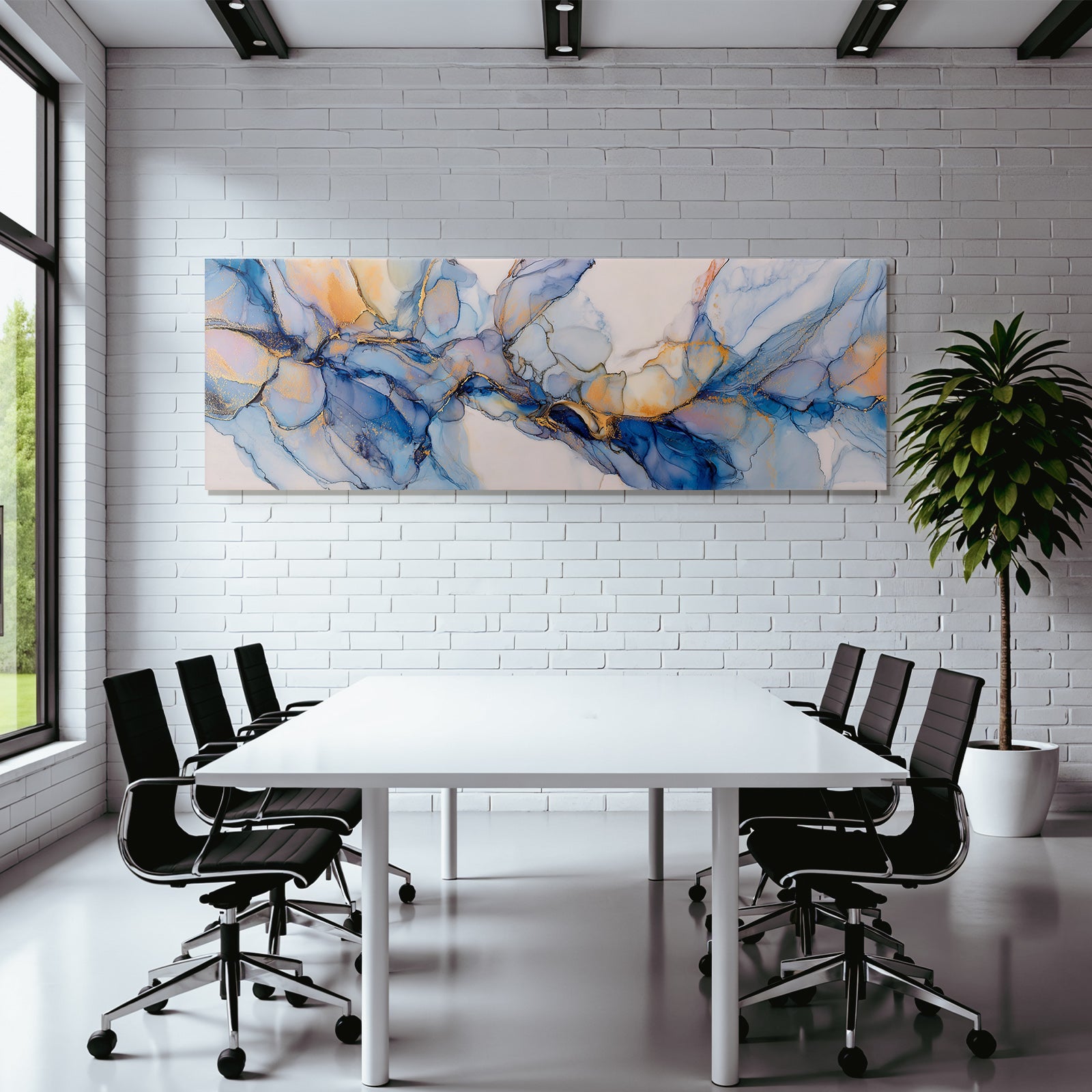 Alkoholtinten Kunst Mit Fluiden Blautonnen Und Warmen Goldakzenten