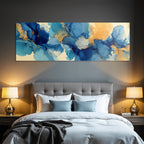 Design Mit Flüssigen Formen In Blau Und Orange Gold