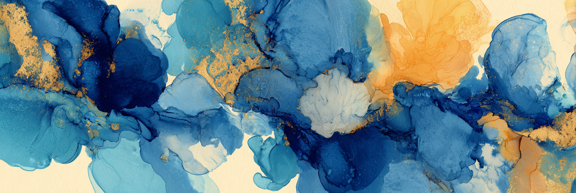 Design Mit Flüssigen Formen In Blau Und Orange Gold | Abstrakt | Stilrichtungen