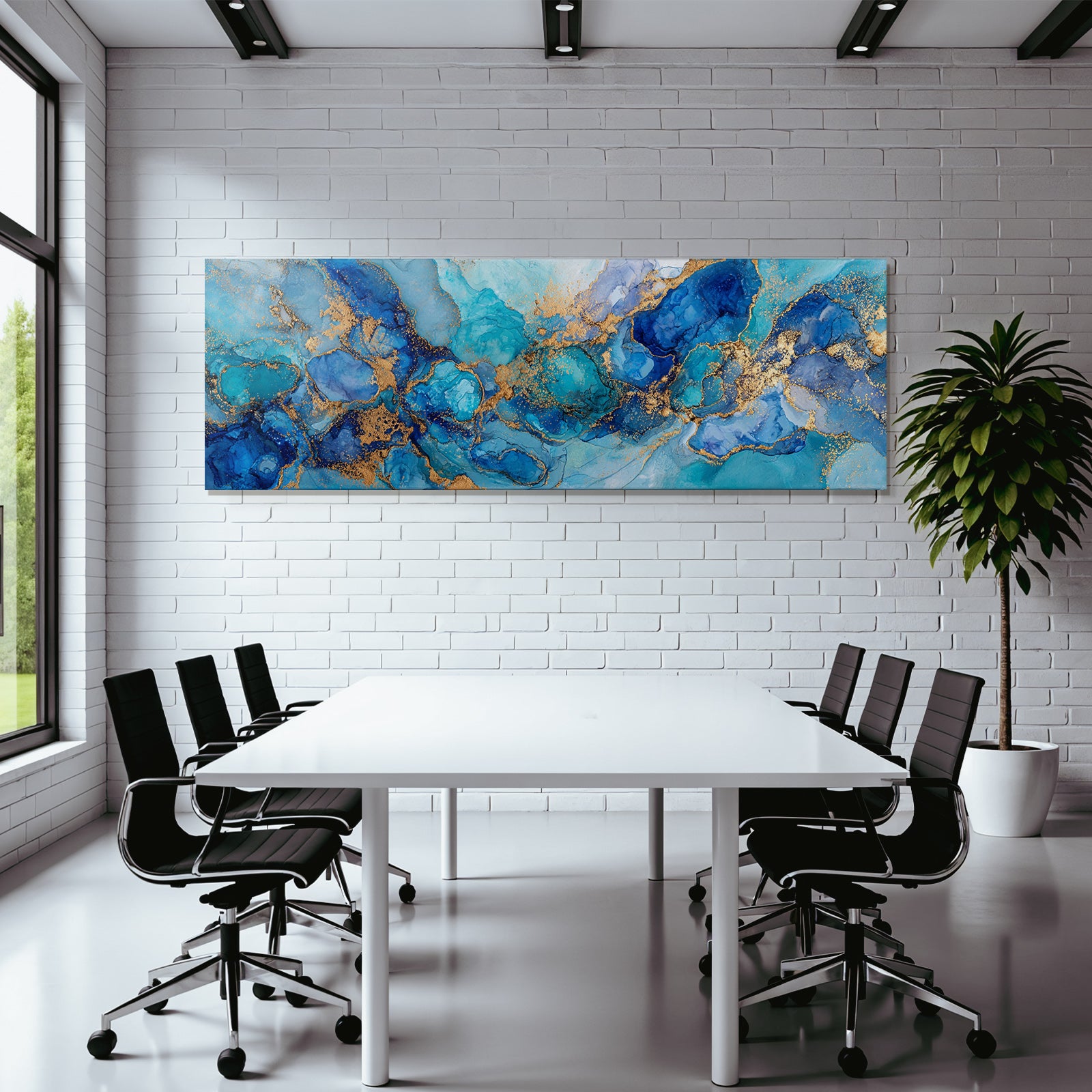 Play of colors of blue turquoise gold