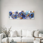Fliessende Blumenkunst In Blau Lila Mit Goldakzenten