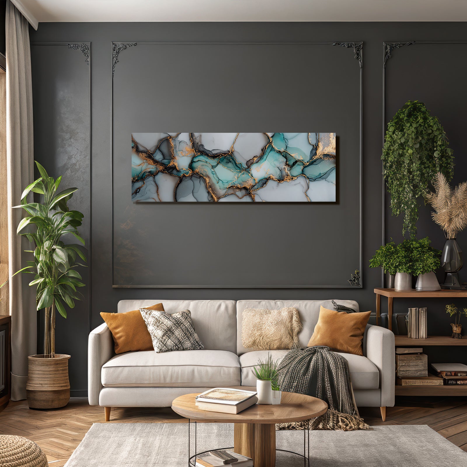 Flüssige Farben Teal Schwarz Weiss Und Gold