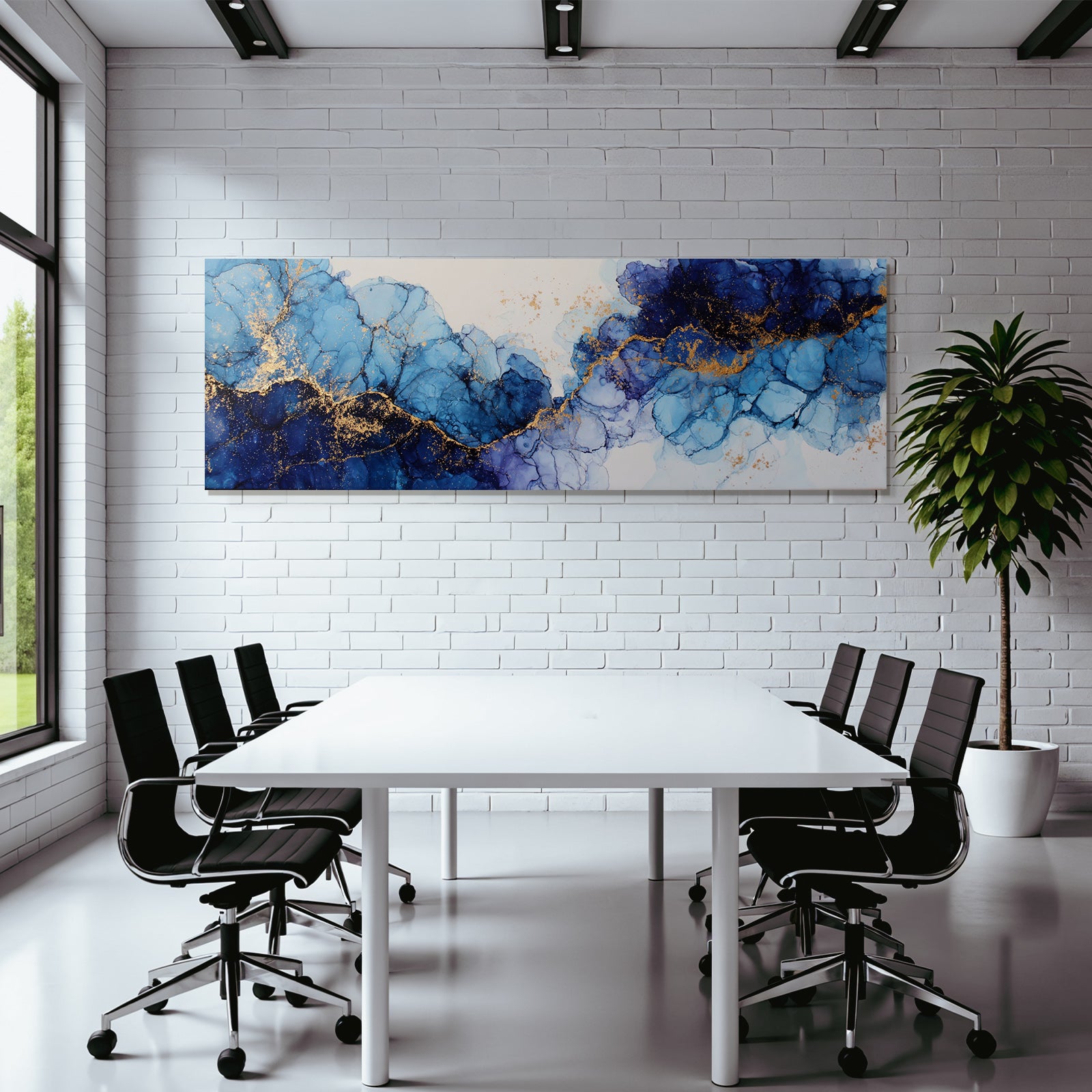 Flüssige Kunst Blau Navy Mit Goldakzenten