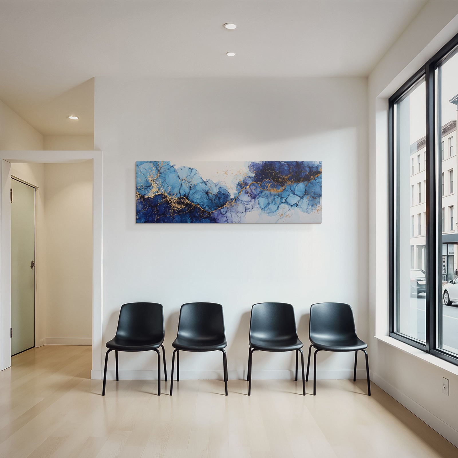 Flüssige Kunst Blau Navy Mit Goldakzenten