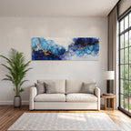 Flüssige Kunst Blau Navy Mit Goldakzenten