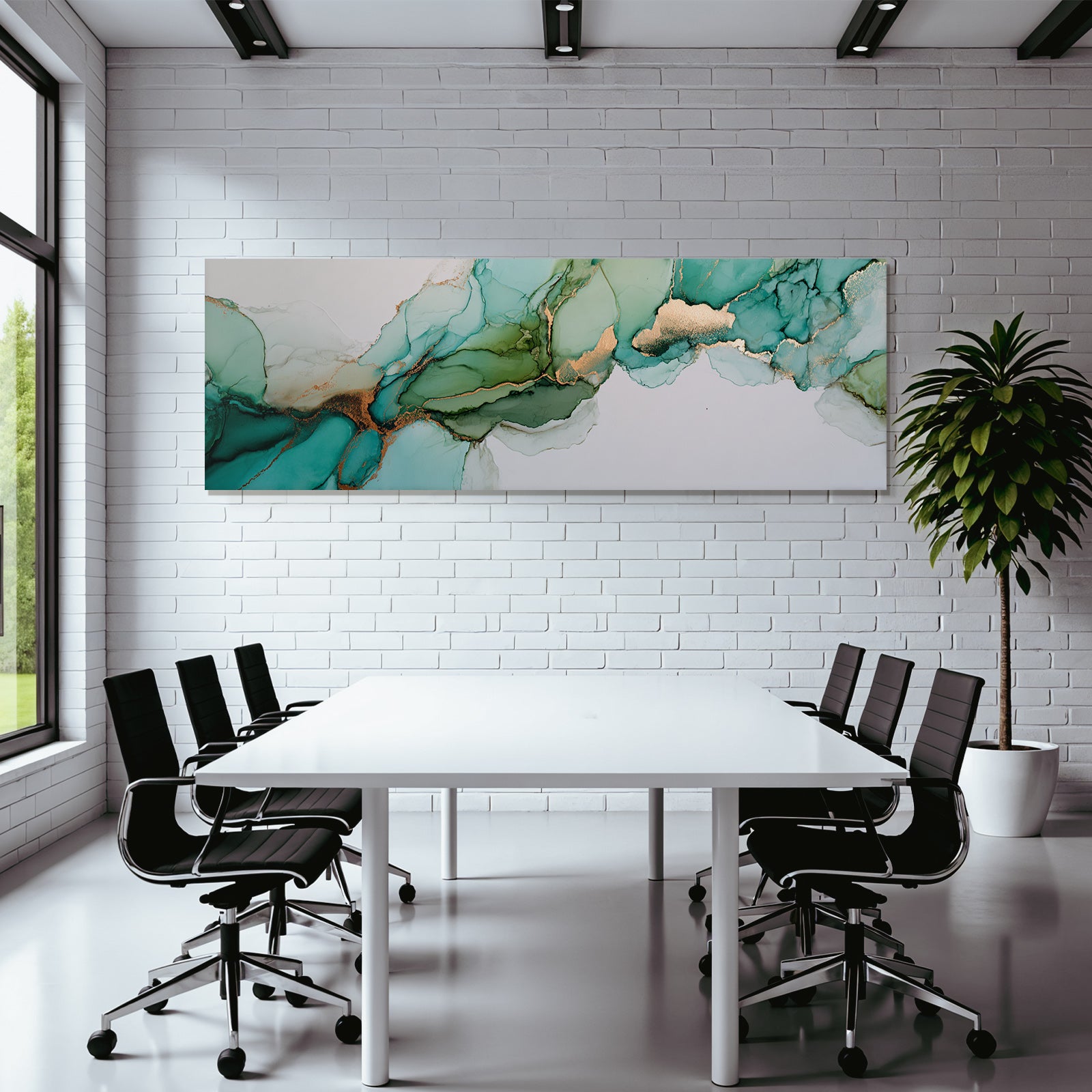 Flüssige Kunst In Turquose Und Grun Mit Goldakzenten