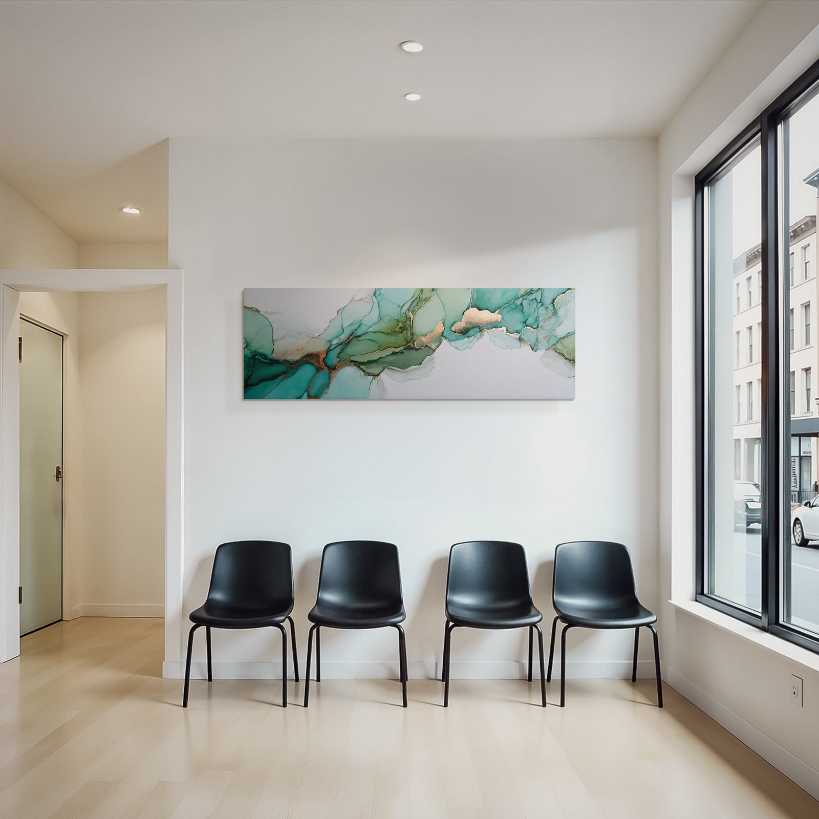 Flüssige Kunst In Turquose Und Grun Mit Goldakzenten