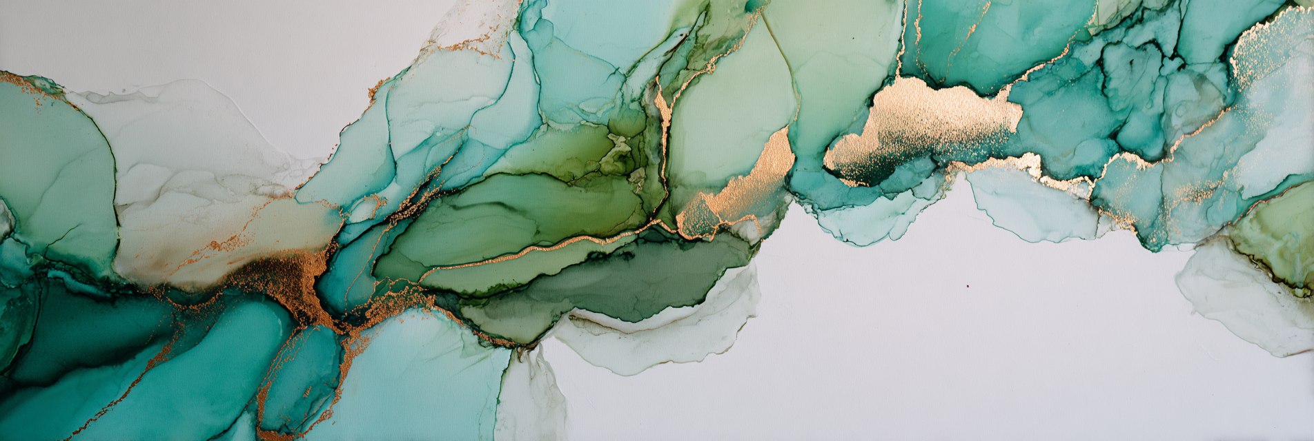 Flüssige Kunst In Turquose Und Grun Mit Goldakzenten | Abstrakt | Stilrichtungen