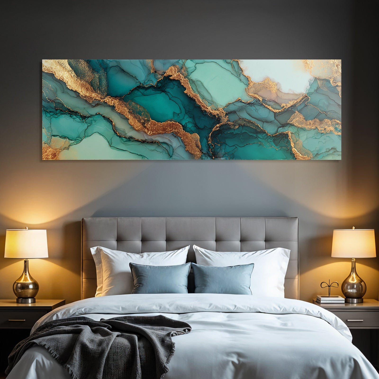 Flüssige Kunst Mit Türkis Und Goldakzenten