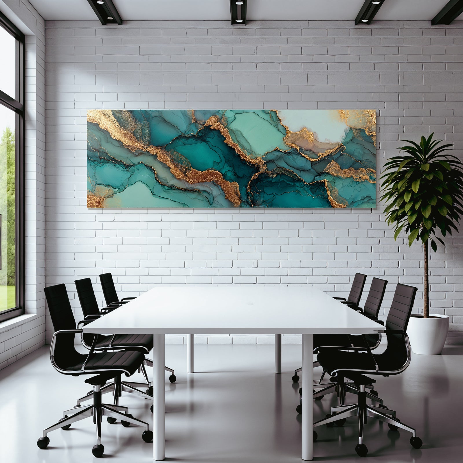 Flüssige Kunst Mit Türkis Und Goldakzenten