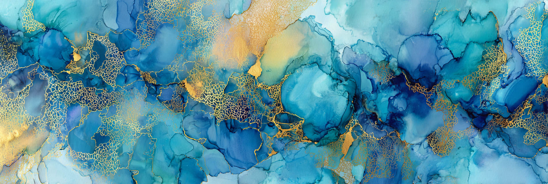 Fluid Art Blaü Goldene Marmorierte Textur | Abstrakt | Stilrichtungen