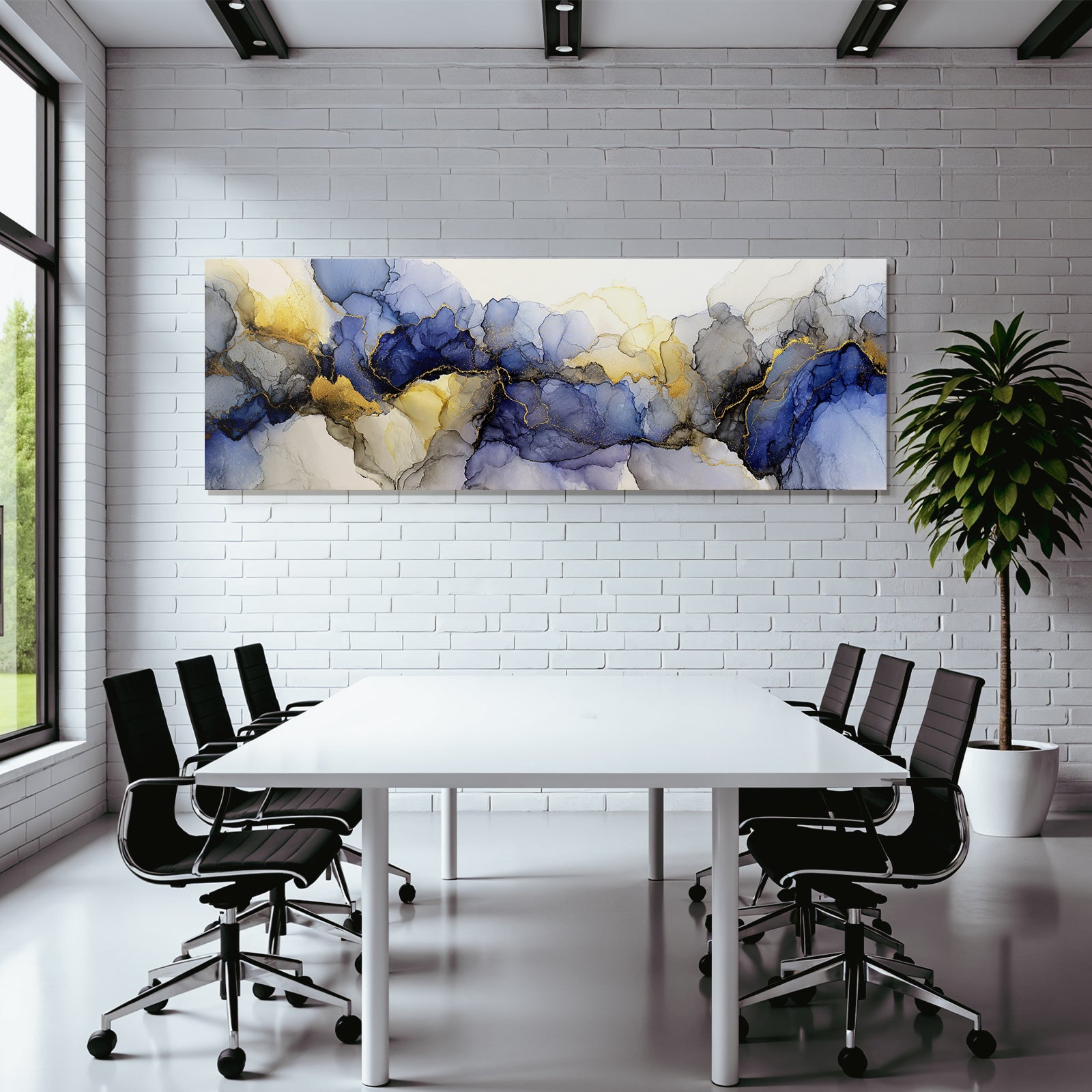 Fluid Art Mit Blaün Und Goldenen Farben