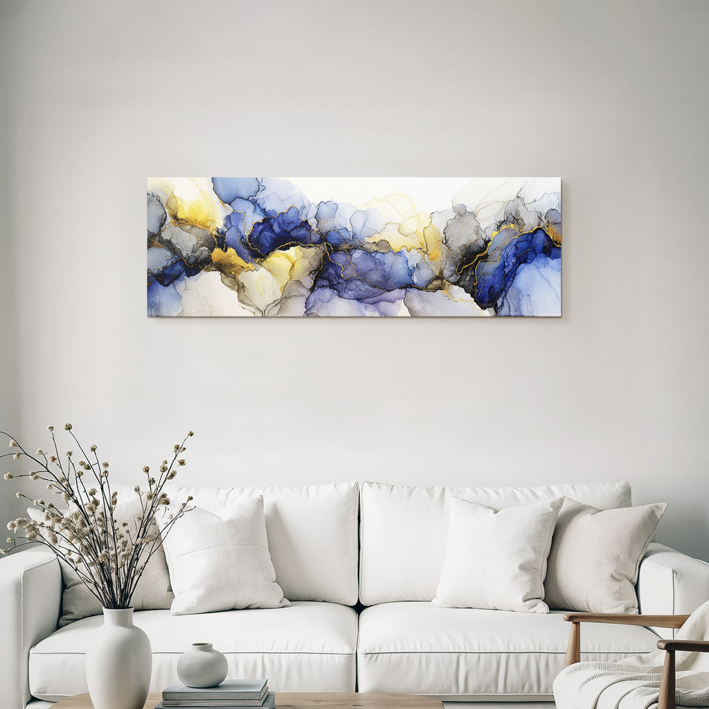 Fluid Art Mit Blaün Und Goldenen Farben