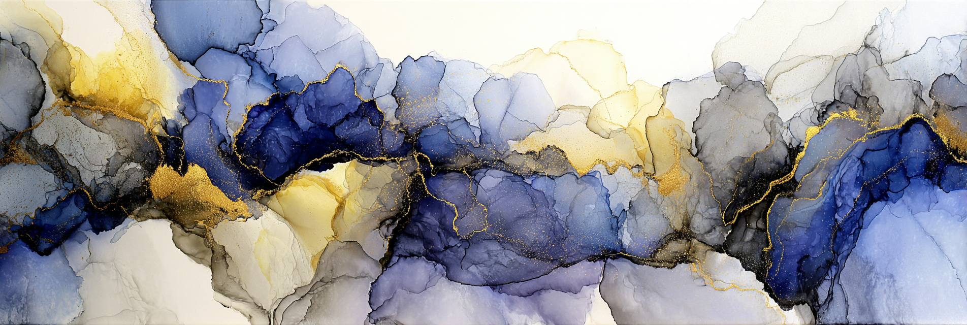 Fluid Art Mit Blaün Und Goldenen Farben | Abstrakt | Stilrichtungen