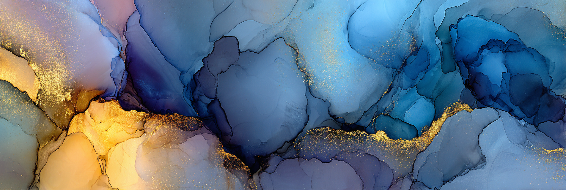Fluid Art Mit Goldakzenten Blau Pfirsich Lila | Abstrakt | Stilrichtungen