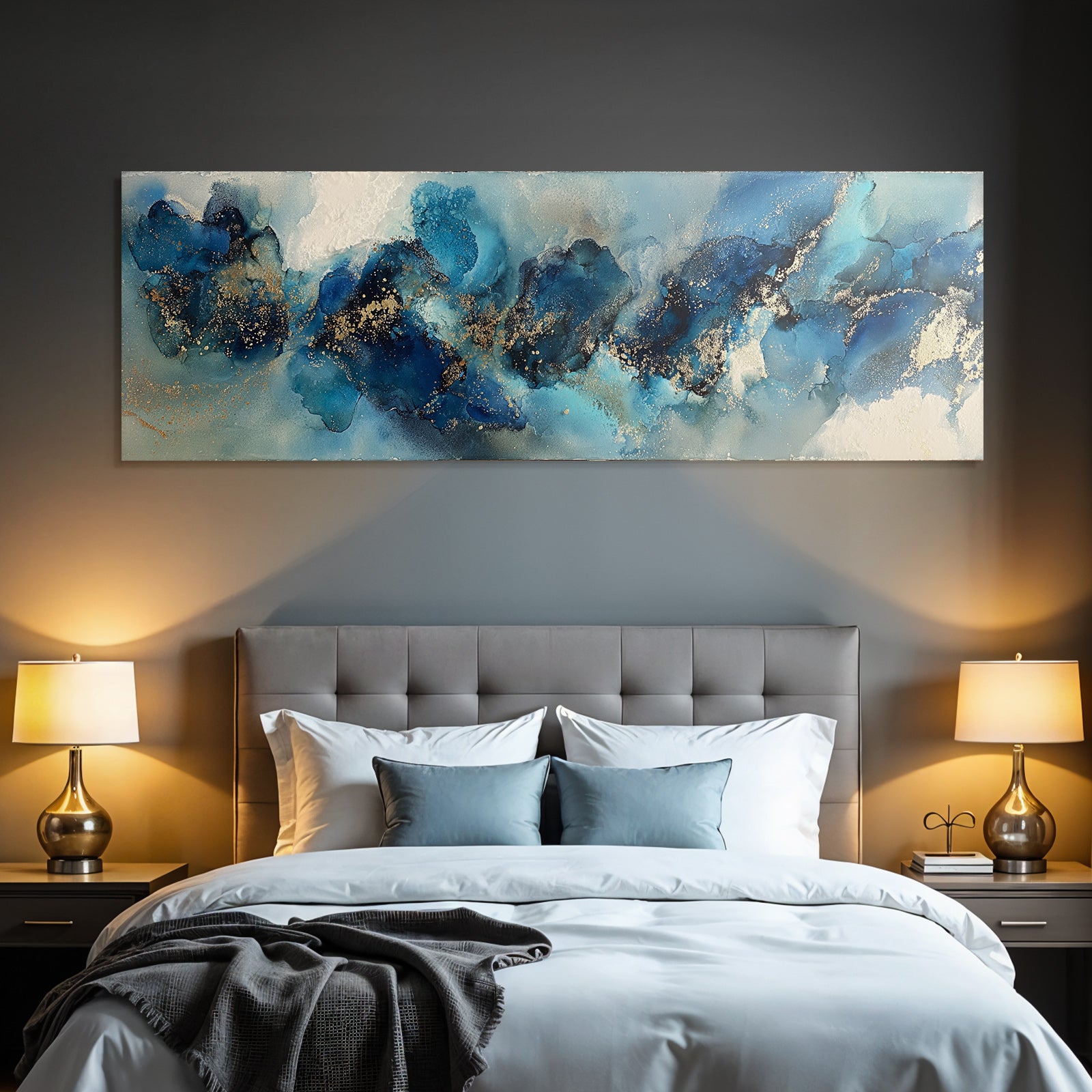 Fluid Design Mit Verschiedenen Blautonen Und Goldakzenten