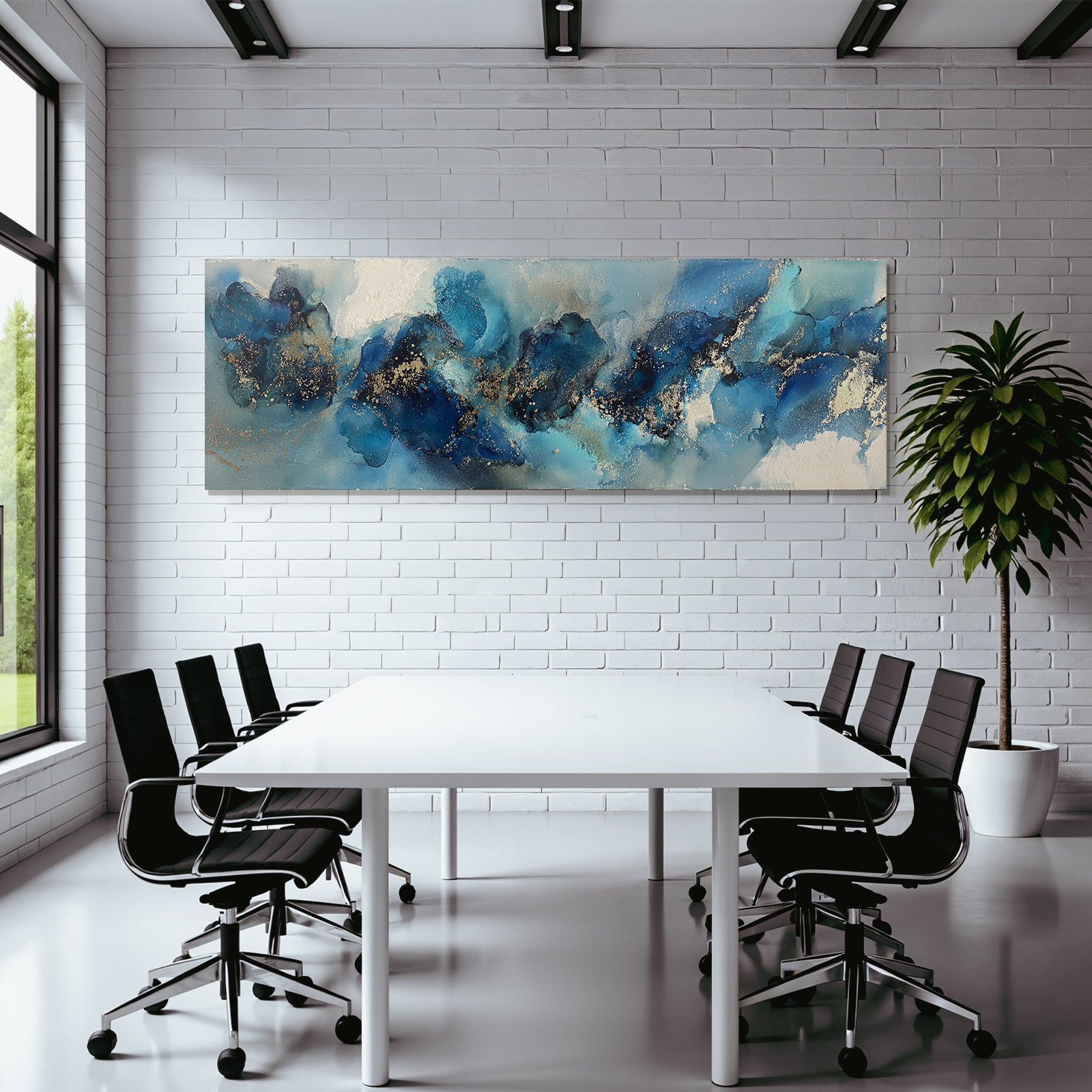 Fluid Design Mit Verschiedenen Blautonen Und Goldakzenten