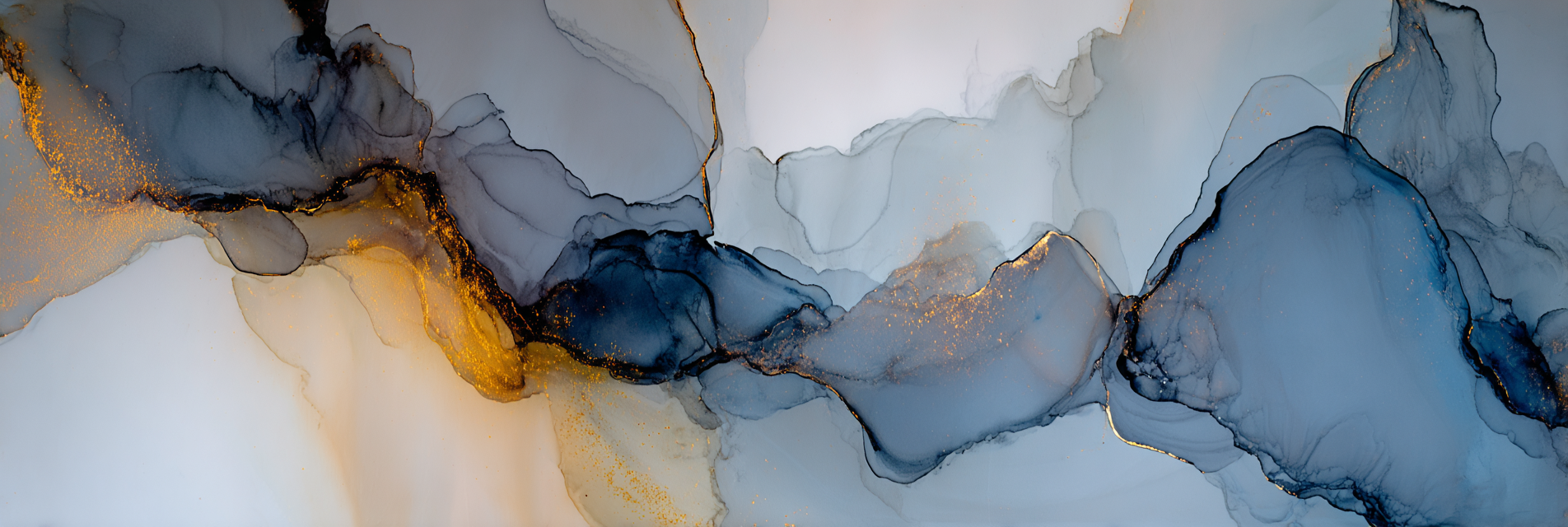 Fluid Malerei Blau Grau Mit Goldakzenten | Abstrakt | Stilrichtungen
