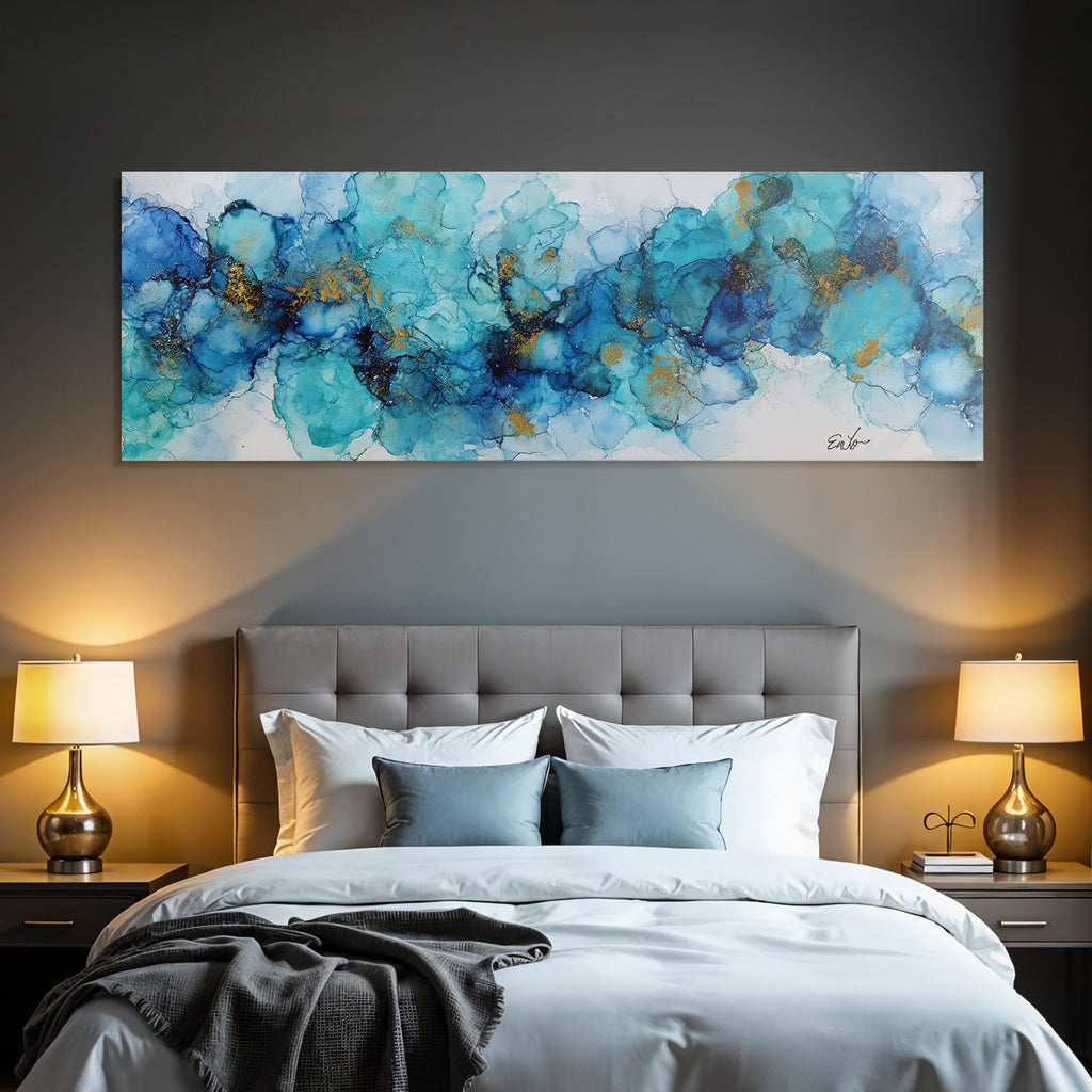 Fluide Art Blau Türkis Goldakzente