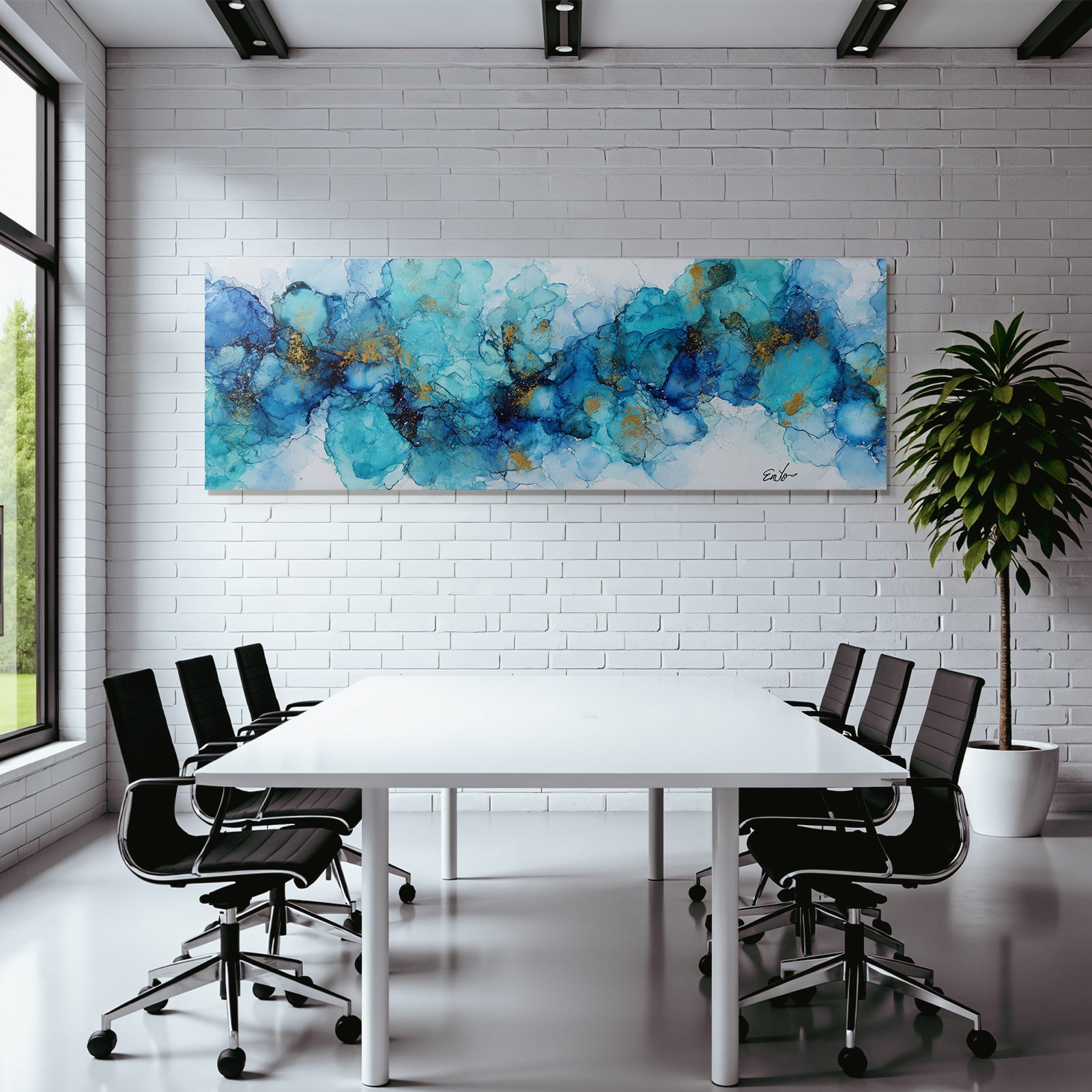Fluide Art Blau Türkis Goldakzente