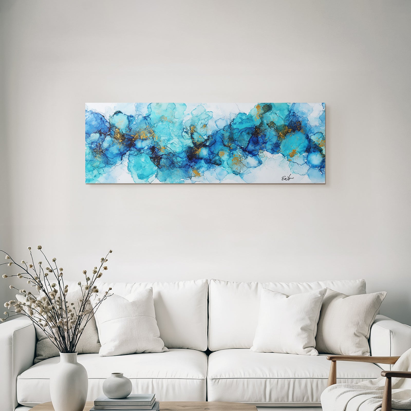 Fluide Art Blau Türkis Goldakzente