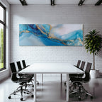 Art Flowing Patterns In Blue With Gold Accents