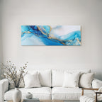 Art Flowing Patterns In Blue With Gold Accents