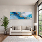 Art Flowing Patterns In Blue With Gold Accents