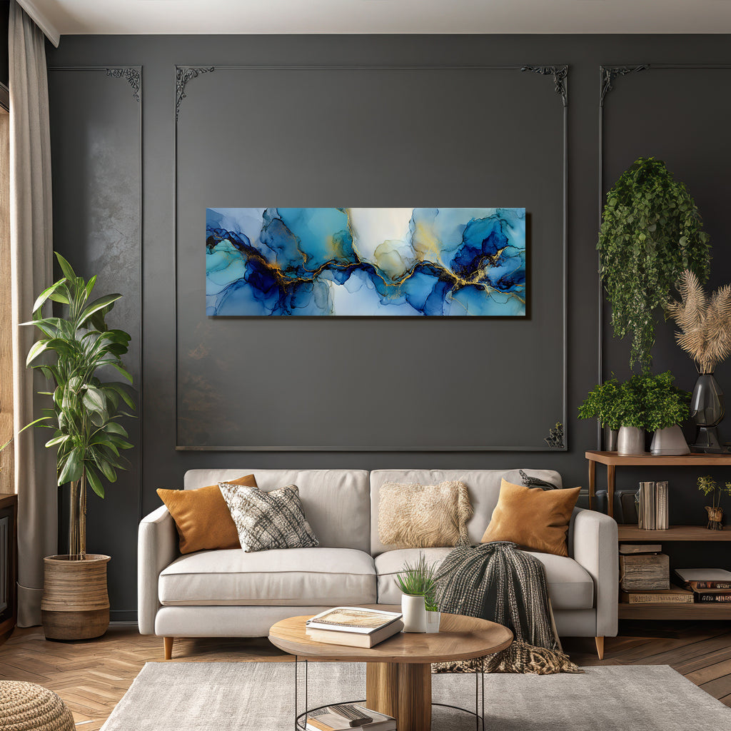 Kunst Flüssige Formen Blaü Gold