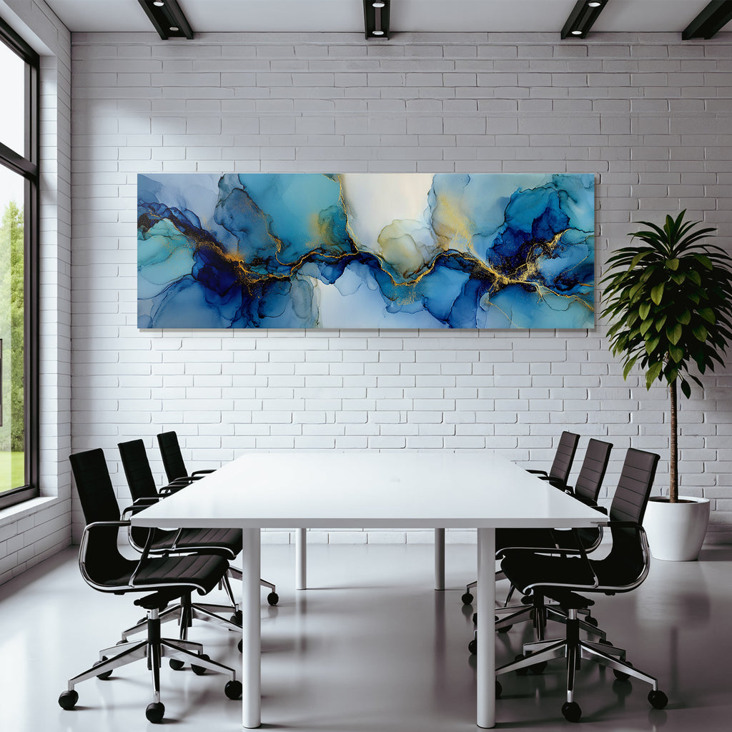 Kunst Flüssige Formen Blaü Gold