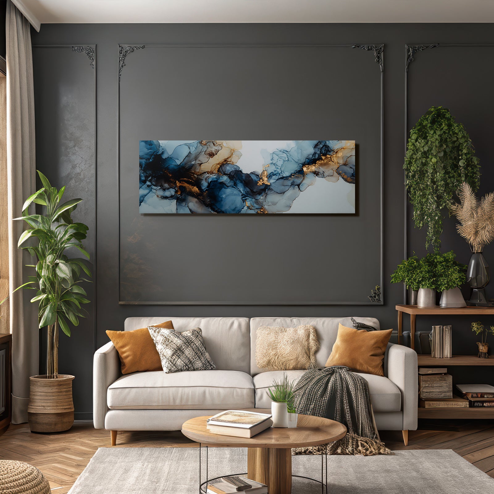 Kunst Flussige Formen Und Goldene Farben